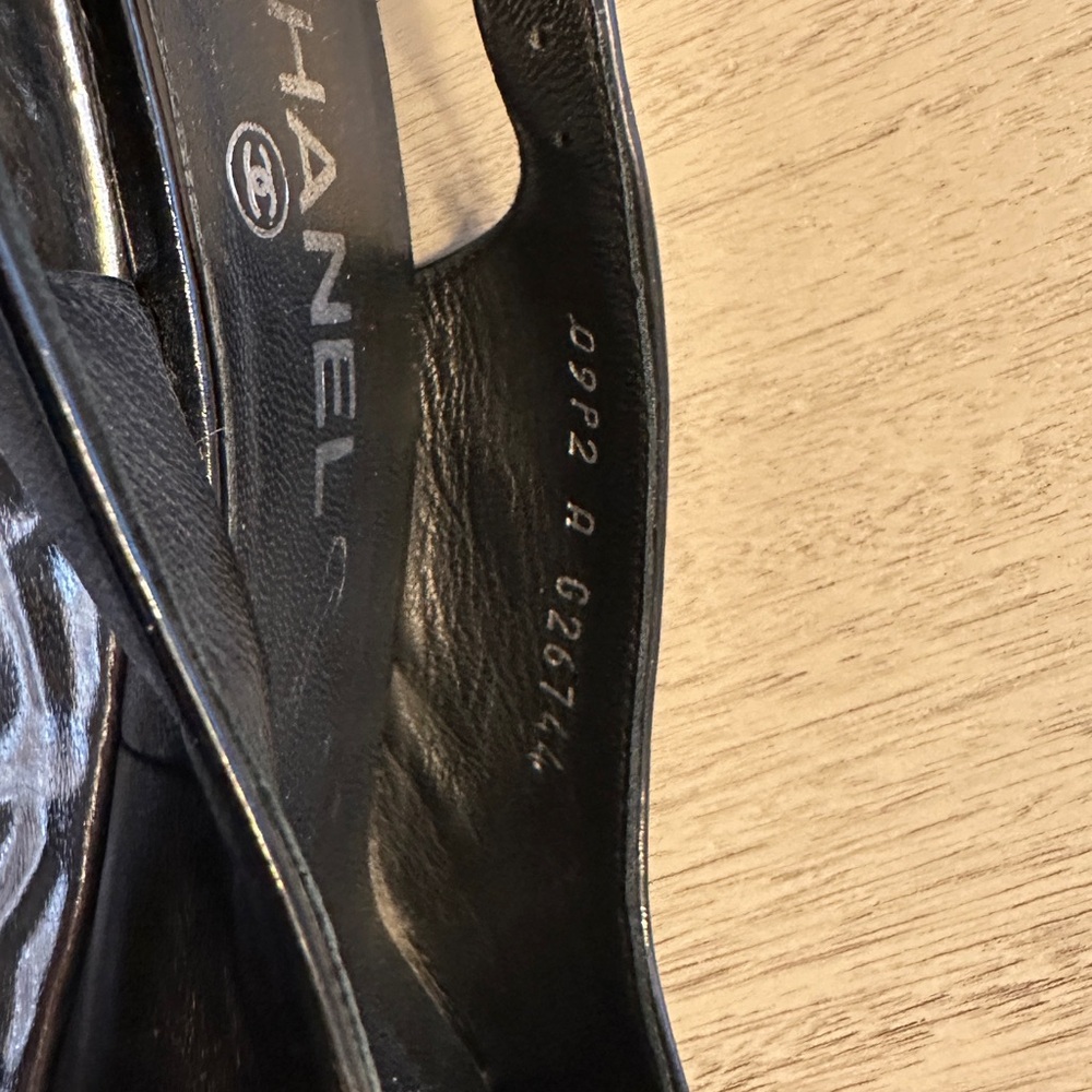 Authentic Chanel Black Wedge sandals size 37 - Picture 5 of 9